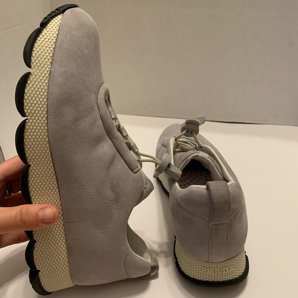 Prada Sport Suede Athletic Logo Gray Slip-on Sneakers Women's EU 37.5 / US 7.5 - Picture 4 of 7